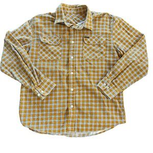 Brixton Bowery Flannel XL Mustard Yellow & White Plaid Standard Fit